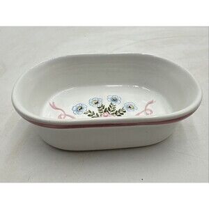 Soap Dish Floral Italian Pottery Pink Blue Flowers 5.75”x3.5”x1.5” Hand Painted